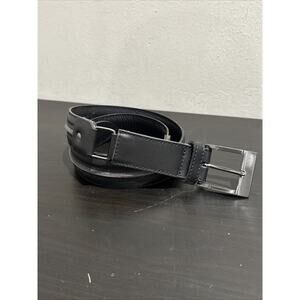 Nanni Italy Black Leather Belt Metal Buckle Mesh Chain Mail Inlay 95/38